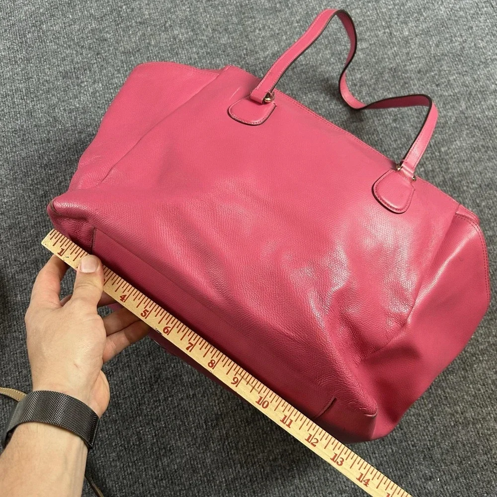 Coach Tote Bag Womens Large Pink Leather Zip Top Shoulder Purse Handbag